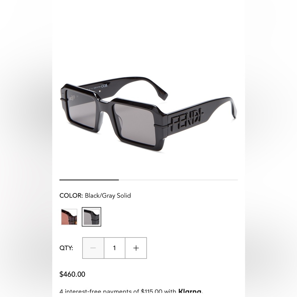AUTHENTIC Fendi rectangular sunglasses, 52mm